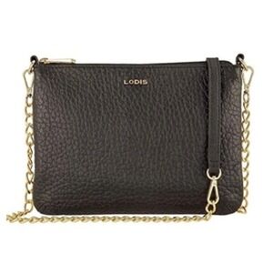 LODIS Emily‎ Convertible Crossbody Handbag Clutch Wristlet Italian Leather Black